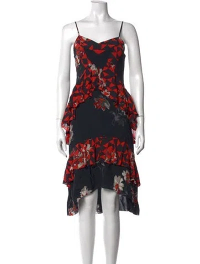 Pre-owned Joie Floral Print Midi Length Dress In Black