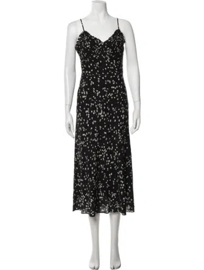 Pre-owned Joie Floral Print Midi Length Dress In Black