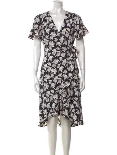 Pre-owned Joie Floral Print Midi Length Dress In Black