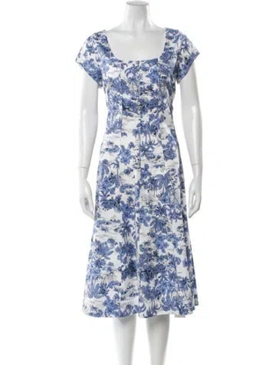 Pre-owned Joie Floral Print Midi Length Dress In Blue