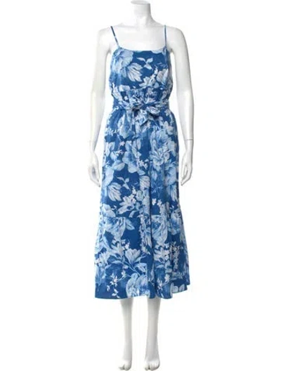 Pre-owned Joie Floral Print Midi Length Dress In Blue