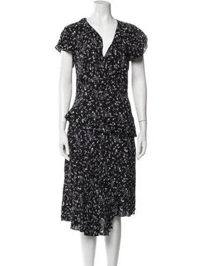 Pre-owned Joie Floral Print Midi Length Dress In Blue