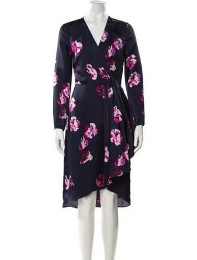 Pre-owned Joie Floral Print Midi Length Dress In Blue