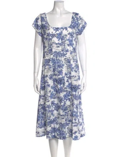Pre-owned Joie Floral Print Midi Length Dress In Blue