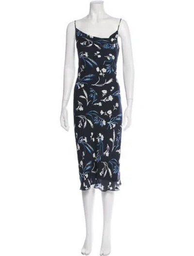 Pre-owned Joie Floral Print Midi Length Dress In Blue