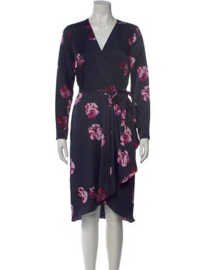 Pre-owned Joie Floral Print Midi Length Dress In Blue