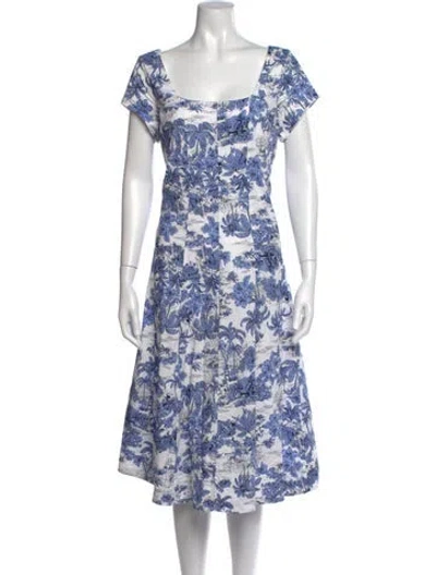 Pre-owned Joie Floral Print Midi Length Dress In Blue