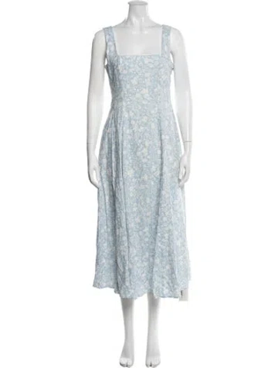 Pre-owned Joie Floral Print Midi Length Dress In Blue