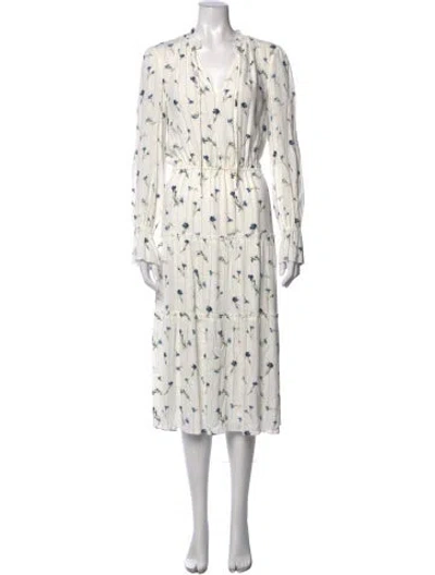 Pre-owned Joie Floral Print Midi Length Dress In Blue/neutrals