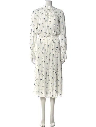 Pre-owned Joie Floral Print Midi Length Dress In Blue/neutrals