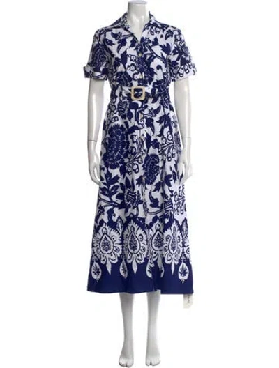 Pre-owned Joie Floral Print Midi Length Dress In Blue/white