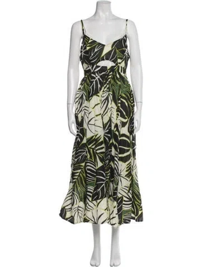 Pre-owned Joie Floral Print Midi Length Dress In Green