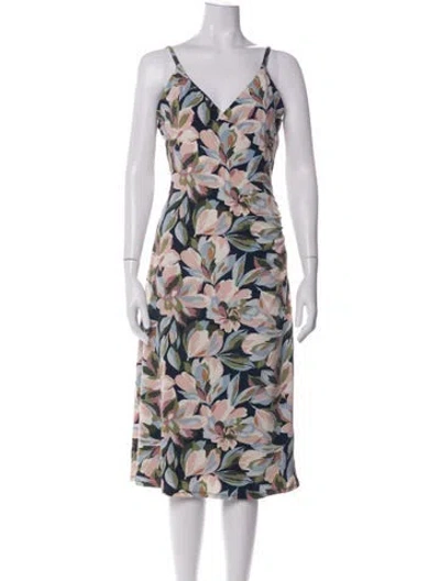 Pre-owned Joie Floral Print Midi Length Dress In Multicolor