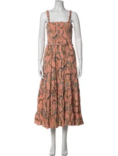Pre-owned Joie Floral Print Midi Length Dress In Multicolor