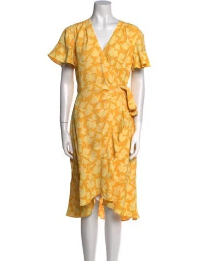 Pre-owned Joie Floral Print Midi Length Dress In Orange