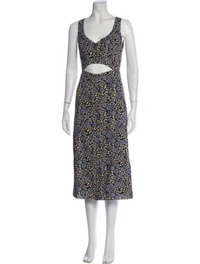Pre-owned Joie Floral Print Midi Length Dress W/ Tags In Blue