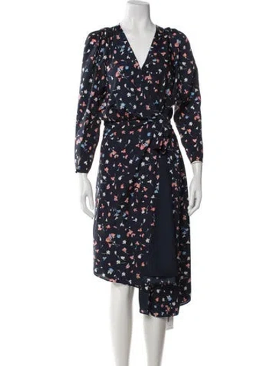 Pre-owned Joie Floral Print Midi Length Dress W/ Tags In Blue