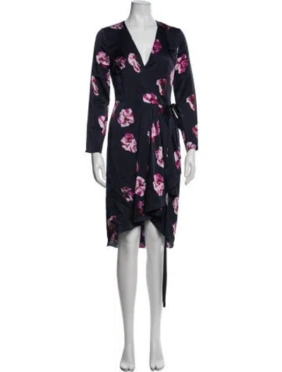 Pre-owned Joie Floral Print Midi Length Dress W/ Tags In Blue