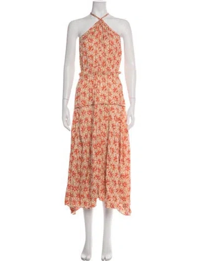 Pre-owned Joie Floral Print Midi Length Dress W/ Tags In Red