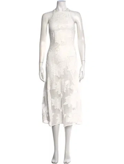 Pre-owned Joie Floral Print Midi Length Dress W/ Tags In White