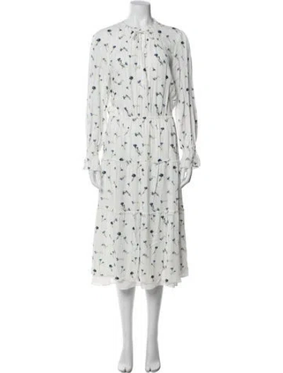 Pre-owned Joie Floral Print Midi Length Dress In White