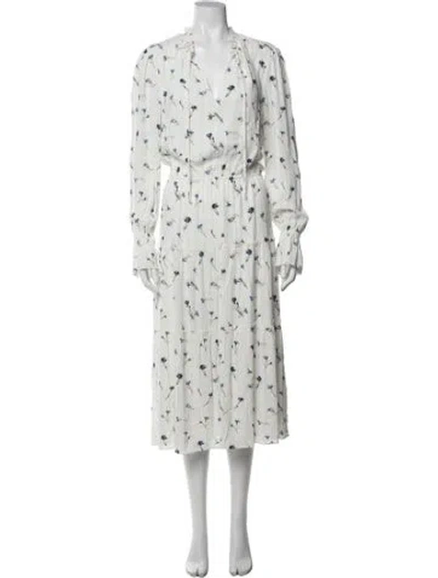 Pre-owned Joie Floral Print Midi Length Dress In White