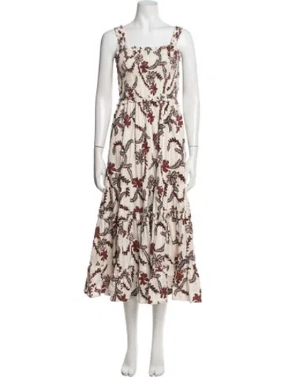 Pre-owned Joie Floral Print Midi Length Dress In White