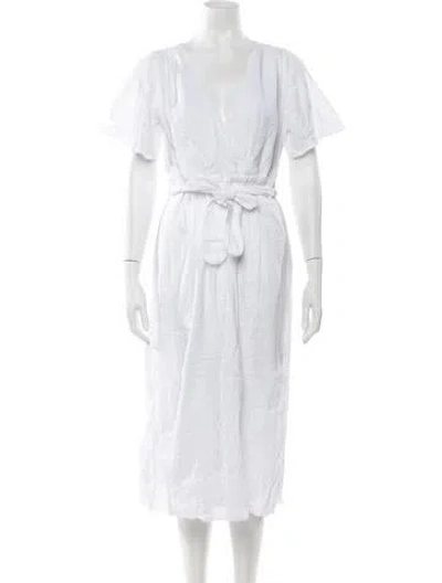 Pre-owned Joie Floral Print Midi Length Dress In White