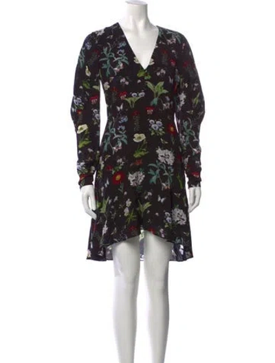 Pre-owned Joie Floral Print Mini Dress In Black