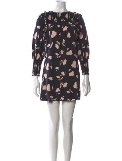 Pre-owned Joie Floral Print Mini Dress In Black/pink