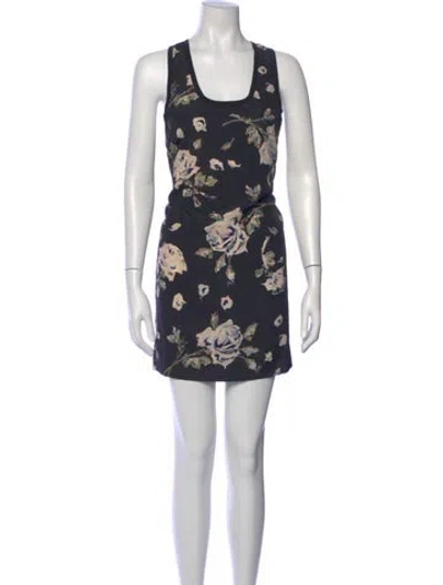 Pre-owned Joie Floral Print Mini Dress In Blue