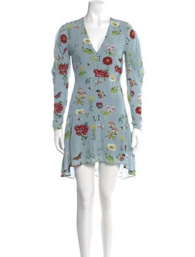 Pre-owned Joie Floral Print Mini Dress In Blue