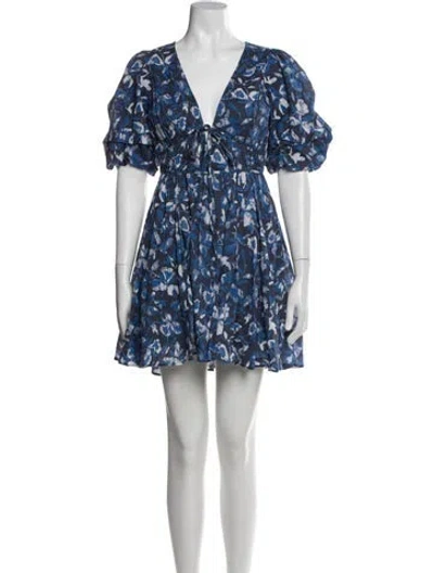 Pre-owned Joie Floral Print Mini Dress In Blue