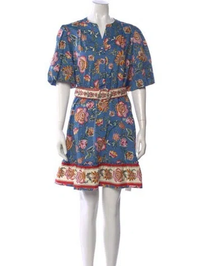 Pre-owned Joie Floral Print Mini Dress In Blue