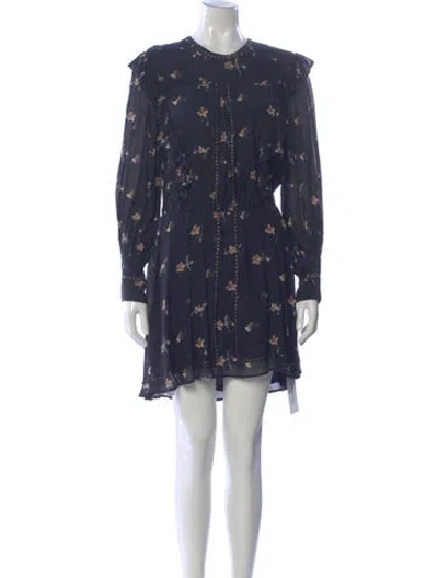 Pre-owned Joie Floral Print Mini Dress In Blue