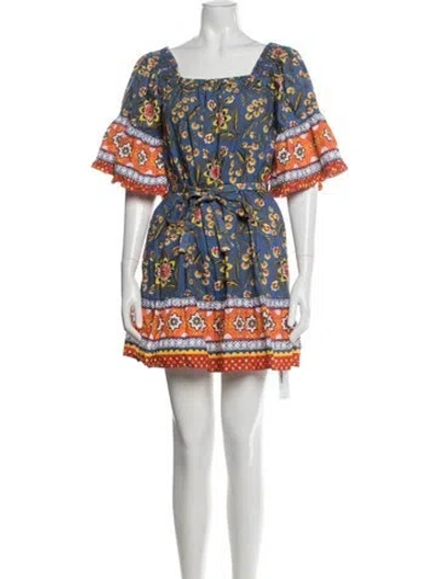 Pre-owned Joie Floral Print Mini Dress In Blue