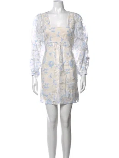 Pre-owned Joie Floral Print Mini Dress In Blue