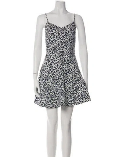 Pre-owned Joie Floral Print Mini Dress In Blue