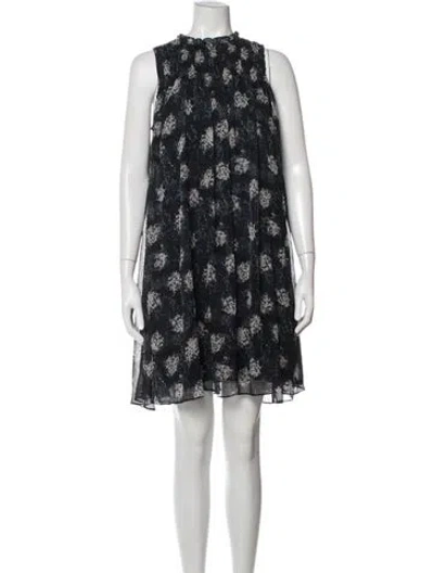 Pre-owned Joie Floral Print Mini Dress In Blue