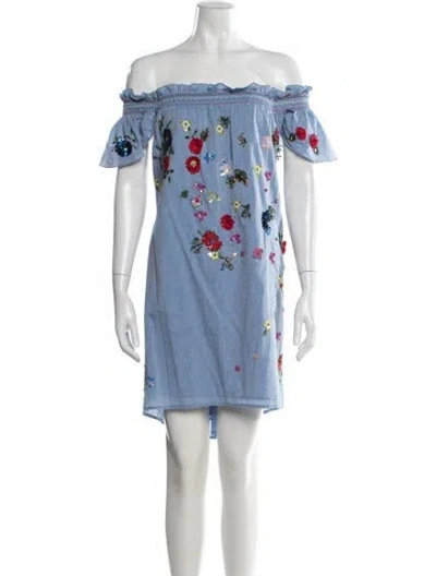 Pre-owned Joie Floral Print Mini Dress In Blue