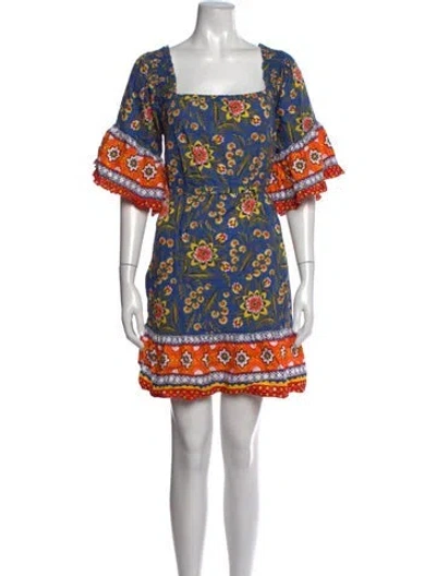 Pre-owned Joie Floral Print Mini Dress In Blue