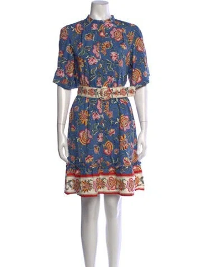 Pre-owned Joie Floral Print Mini Dress In Blue