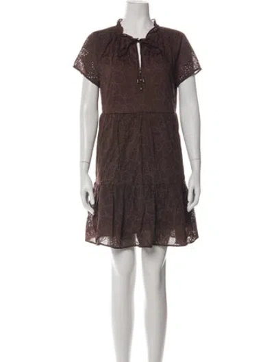 Pre-owned Joie Floral Print Mini Dress In Brown