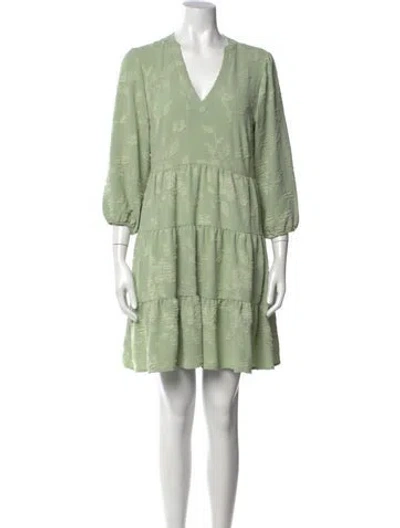 Pre-owned Joie Floral Print Mini Dress In Green