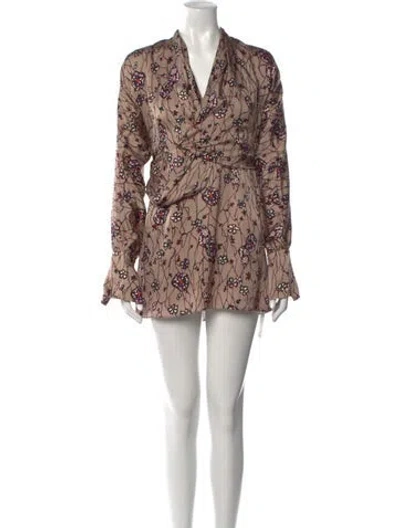 Pre-owned Joie Floral Print Mini Dress In Neutral