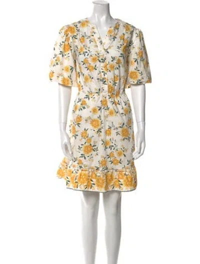 Pre-owned Joie Floral Print Mini Dress In Neutral