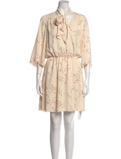Pre-owned Joie Floral Print Mini Dress In Neutral