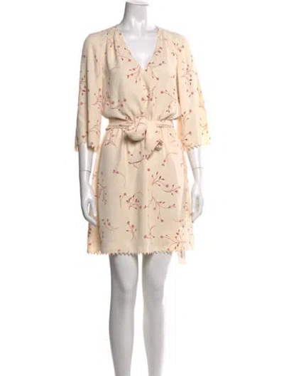 Pre-owned Joie Floral Print Mini Dress In Neutrals