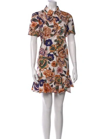 Pre-owned Joie Floral Print Mini Dress In Orange
