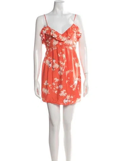 Pre-owned Joie Floral Print Mini Dress In Orange